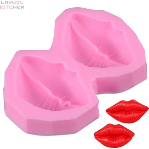Double lips shape chocolate silicone mold Candy fudge cake embossing mold Baking cake decoration accessories