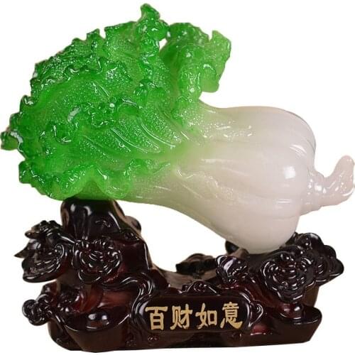 CHINESE STYLE RUYI IMITATION JADE RESIN CRAFTS ORNAMENTS LUCKY WHITE CABBAGE MODEL CREATIVE OPENING GIFTS HOME DECOR ACCESSORIES