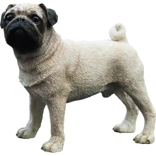 JJM Pug Dog Pet Figure Canidae Animal Collector Canis Lupus Familiaris Toy Gift Crafts Souvenirs Decoration Vehicle Simulation