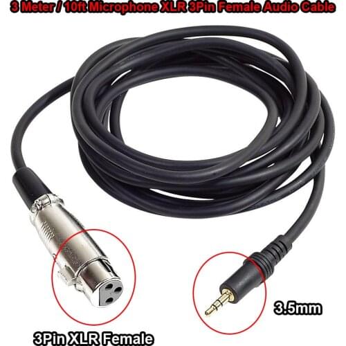 XLR 3Pin Female to 3.5mm Microphone Cable For Karaoke KTV Computer Broadcast Studio Mic 10 feet Condenser Microphone Cable