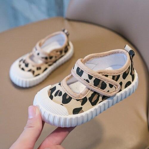 2021 Toddler Infant Kids Girls Breathable Fashion Sneakers Casual Shoes Children Leopard Hook & Loop Canvas Shoes Size 21-32