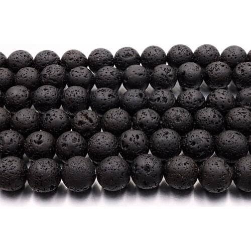 Natural black lave stone loose beads 6 8 10 12mm smooth round charm For Jewelry Making DIY women Bracelet necklace
