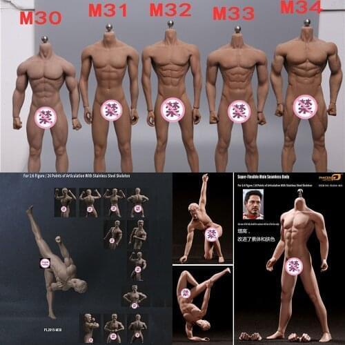 M30 M31 M32 M33 M34 1/6 Scale Super Flexible Seamless Male Doll Body 12 inch Action Figures Muscle Body Model