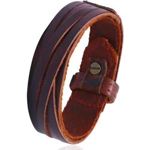 Steampunk Genuine Leather Bracelet Bangle Men Handmade Leathers Wristband Vintage Punk Motorcycle Jewelry Male Braclets