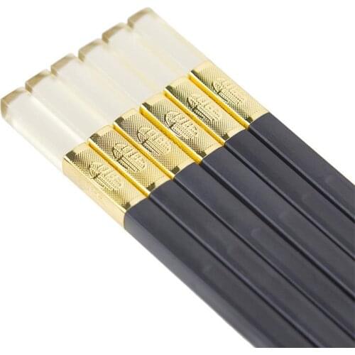 Amber Chopsticks Set Noodles Tongs Chopsticks Creative Food Grade Dinnerware No-skid Chinese Cutlery Gold Sumpits Tableware Gift