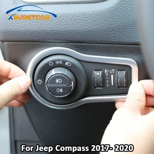 Xburst Car Interior Headlight Lamp Switch Button Decoration Cover Trim Stickers for Jeep Compass 2017 2018 2019 2020 Accessories