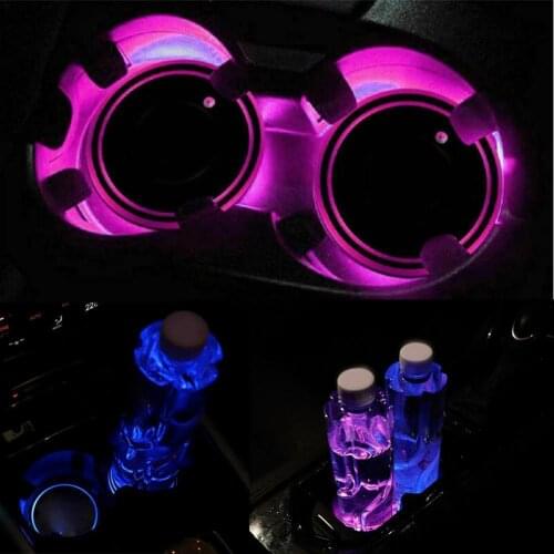 Latest Car Cup Holder Atmosphere LED Light Car Accessories Charging Waterproof Color Bulbs Coaster USB Dropshipping 7 Autom K2X2