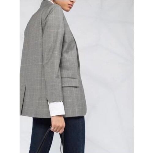 2021 New Plaid Gray Temperament Commuter Cotton Suit
