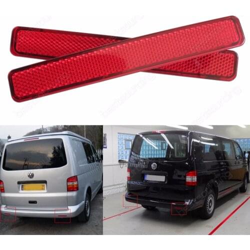ANGRONG 2x For VW Transporter T5 Red Rear Bumper Reflector Caravelle / Multivan (pre-facelift) 2003-2011 (CA244)