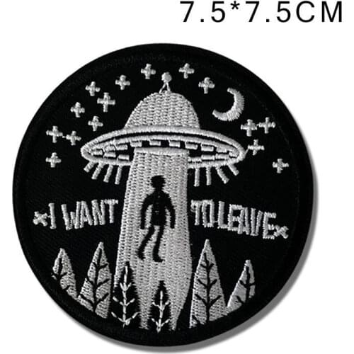 DIY Stalker UFO Embroidered Stripe Patches Badge Iron on Clothes Patch For Clothing Sewing Stickers Fabric Applique Apparel