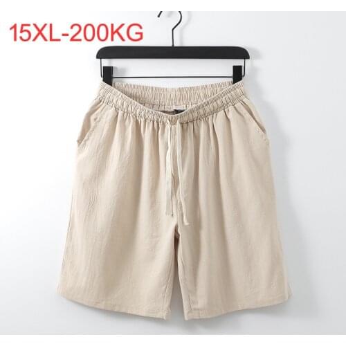 Large size 8XL 10XL 12XL 15XL 200KG Mens Shorts Summer Cotton Linen Classic Casual Beach Shorts Drawstring High Elastic Waist