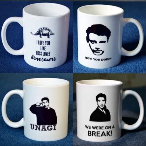 TV SHOWS Friends White Mugs Joey Ross Ceramic Coffee Milk Tea Mug Comic Lovers Cups Christmas Birthday Gift Collectible 300ML