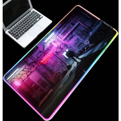 XGZ City Night View Gaming Mouse Pad XXL Rgb Laptop PC Gamer Set E-sports Keyboard Carpet Mat USB Luminous LED Cs Go Gaming Desk