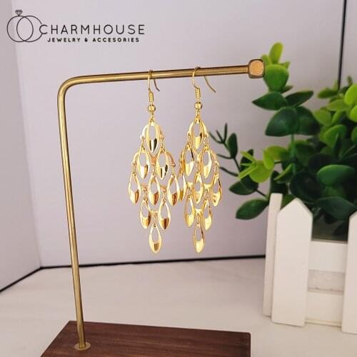 24K Gold GP Earrings For Women Long Tassel Peacock Drop Earing Brincos Femme Wedding Bridal Jewelry Accesories Party Gifts