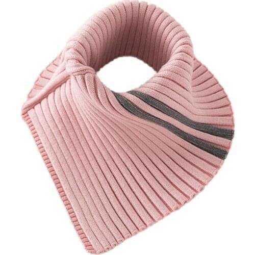 Winter Turtleneck False Fake Collar Ribbed Knitted Striped Detachable Triangle Scarf Wrap Windproof Stretchy Neck Warmer