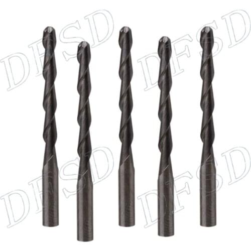 10pcs 2.5mm Dia Carbide CNC Router Bits 22mm End Mills Ball Nose Spiral Cutters