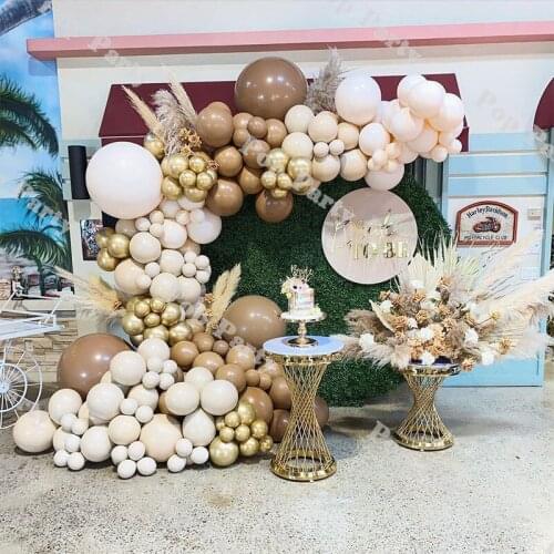 168pcs Balloons Arch Garland Doubled Cream Nude Balloon Kit Bride To Be Caramel Gold Globos Baby Shower Wedding Party Supplies