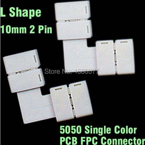 20pcs/lot 10mm 2pin 5050 led Strip connector L shape For Direction Change, PCB FPC Connector For SMD5050 Light Strips Connecting