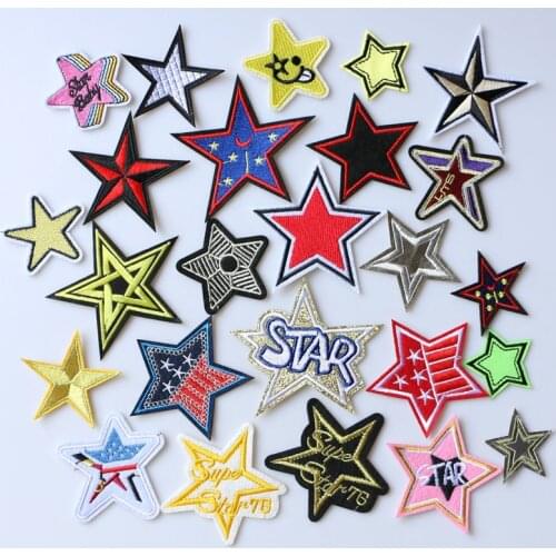 3D Openwork Stars colorful stars icon Embroidered Iron on Patch for Clothing DIY Strip Clothes Patchwork Sticker Custom Badges