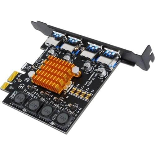 4-Port USB 3.0 Pci Express Card USB 3.0 Pci-E Expansion Card Adapter Pcie USB 3.0 Hub Controller Card Expansion Card