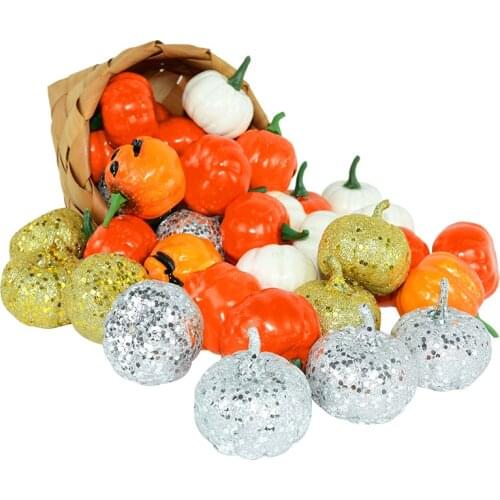 4Pcs 5 Colors Avail Gold Silver Glitter Pumpkin Artificial Pumpkin Fake Simulation Vegetable For Home Party Halloween Decor Prop