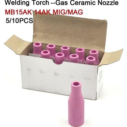 5/10pcs MB-15AK 14AK MIG/MAG Gas Ceramic Nozzle Euro Style Welding Gun Tip Nozzle Shield Cup for Welding Torch