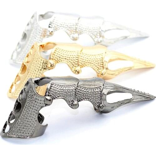 9cm Fashion Punk Joint Ring Alloy Personality Men Women Armor Knuckle Long Open Full Finger Rings H9