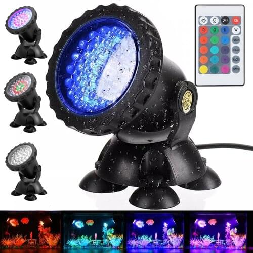 Aquarium Spotlight Remote Control Fish Tank Decorative Led Lights RGB Submersible Pond Spotlight Outdoor Underwater Pool Lamp