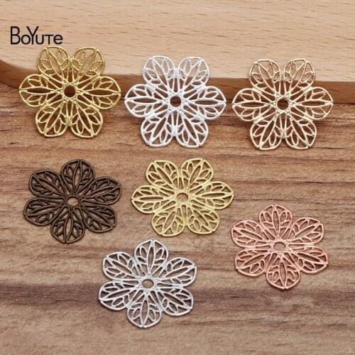 BoYuTe (100 Pieces/Lot) 22MM Metal Brass Filigree Flower Findings Hand Made Diy Jewelry Accessories Wholesale