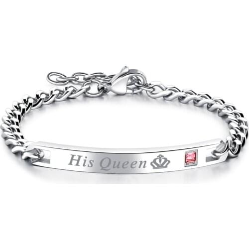 Titanium Steel King Queen Lovers Bracelet Fashion Stainless Steel Couples Popular Beauty Beast Couples Bangle Jewelry Gift