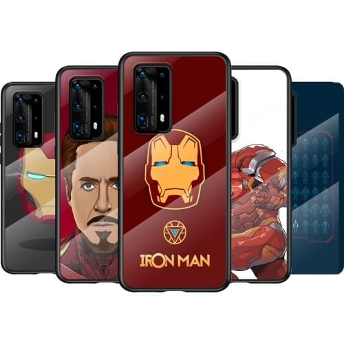Tempered Glass Cover Iron Man on Marvel For Huawei P40 P30 P20 P10 Pro Plus Lite 5G 2019 Phone Case