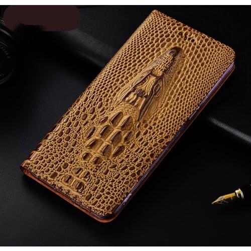 Crocodile Head Veins Genuine Leather Case Cover For OnePlus Nord CE 5G Wallet Flip Cover