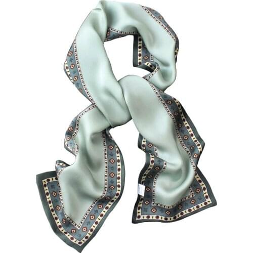 Elegant Silk Ribbon Neck Scarf Natural Pure Silk Skin Protect Accessory High Grade Lady Star Print Headband Turban KCJ61