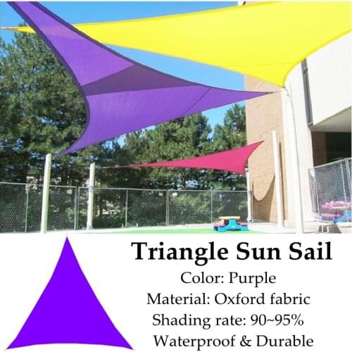 Purple Triangle Sun Sail Oxford Shading Rate 95% Waterproof Polyester Fabrics Outdoor Anti-UV Cooling Garden Gazebo Awning