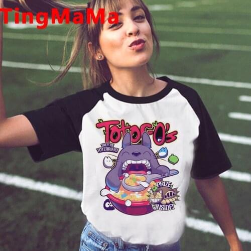Funny Totoro T Shirt Women Studio Ghibli Cartoon T-shirt Kawaii Summer Tops Anime Shirt Cute Miyazaki Hayao Graphic Tees Female