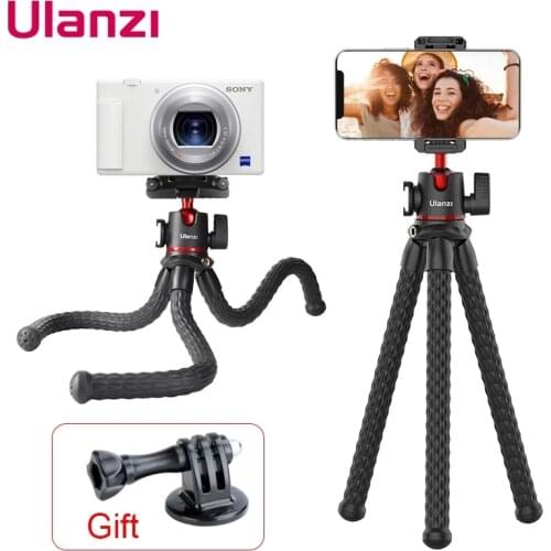 Ulanzi MT-33 Flexible Tripod DSLR Smartphone Action Camera Tripod with Phone Mount Ballhead Vlog Tripod with Cold Shoe for LED