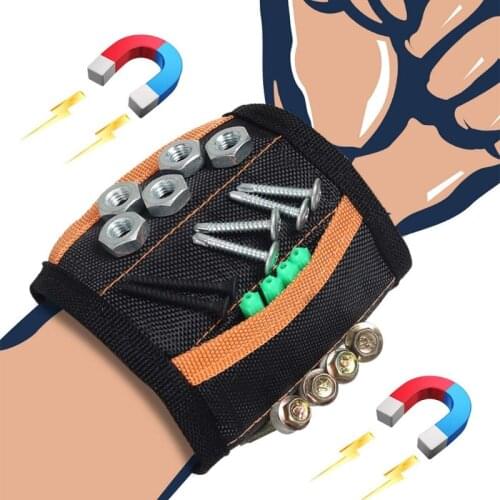 H7JB Magnetic Wristband Bag Tools Wrist Belt with 15 Strong Magnets for Holding Screws Nails Drill Bits