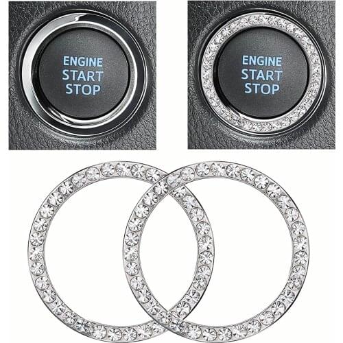 1.57"One-click Start Button Decoration Ring Hand-set Diamond Crystal Ignition Ring Sticker Car Interior Car Accessories