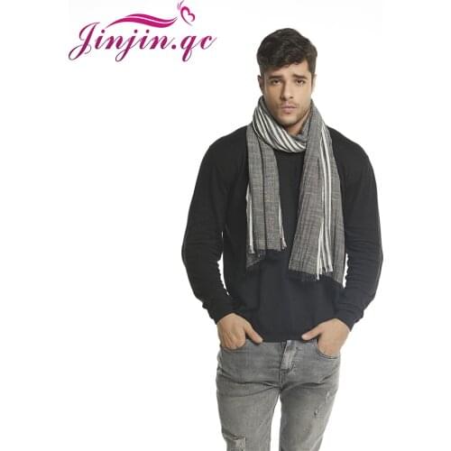 Jinjin.QC 2019 New Cotton Blend Scarf Unisex Fashion Scarves and Wraps Striped Men Scarf men Pashmina Echarpe Foulard