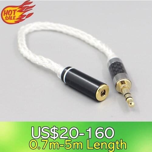 LN007466 Various length plugs 8 Cores Pure 99% Silver Headphone Earphone Cable For 4.4mm xlr 6.5 2.5mm male to 3.5mm female