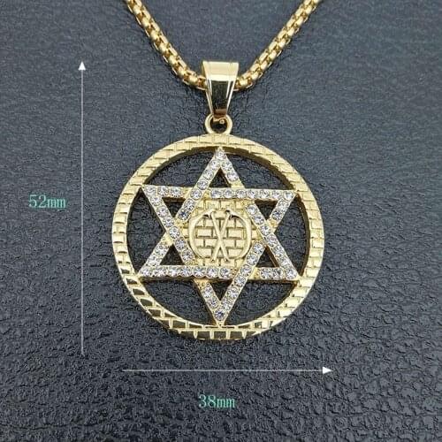Classic Hexagram Pendants Necklaces for Men Religious Fashion Harajuku Stainless Steel Star of David Charm Masonic Jewelry Male