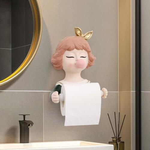 Bubble girl roll paper tube toilet tissue box toilet paper tray bathroom creative toilet paper holder hanging free punch CL90206