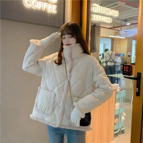 Winter Casual Coat Women Down Cotton Jacket 2021New Fashion Plush Stand Collar Loose Coat Cotton Jacket Female Outerwears Parkas
