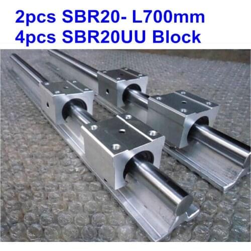 2pcs SBR20 L700mm linear guide + 4pcs SBR20UU block cnc router