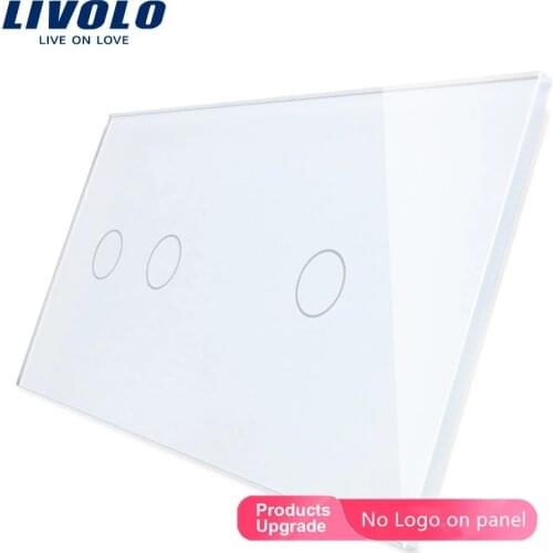 Livolo Luxury White Pearl Crystal Glass,151mm*80mm, EU standard, Double Glass Panel VL-C7-C2/C1-11