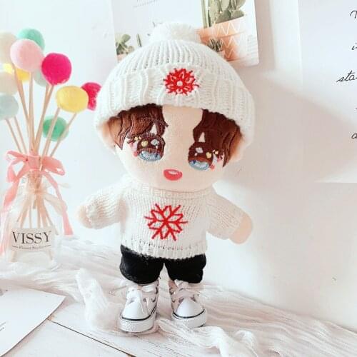 20cm Baby Doll Outfit Plush Dolls Clothes Lovely sweater hat Stuffed Toy Dolls Accessories for Korea Kpop EXO Idol Dolls Gift