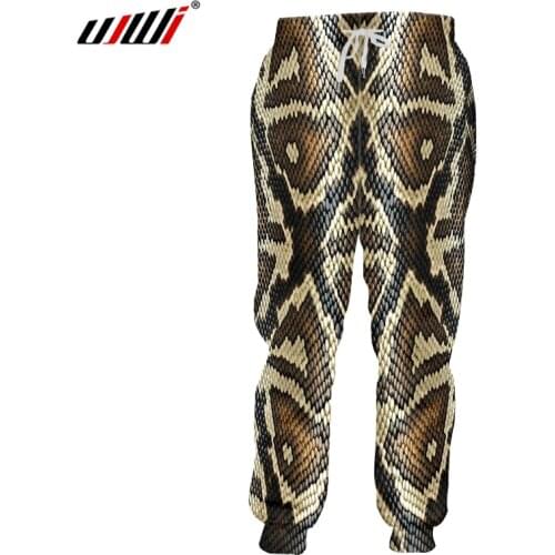 UJWI New Trend Animal snake skin Mens Sweatpants 3D Punk Rock Man Pants Printed Fashion Streetwear Unisex Clothings