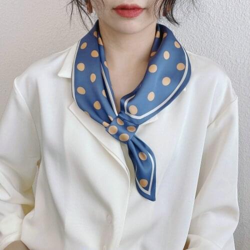 Retro Print Polka Dot Love Heart Scarf New Handkerchief Silk Satin Neck Scarves Ladies Fashion Small Square Scarf Gift Wholesale