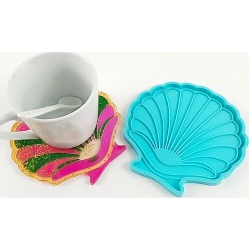 P0RF Shell Shape Coaster Epoxy Resin Mold Cup Mat Pad Silicone Mould DIY Crafts Tool