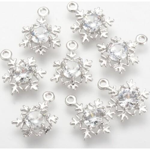 20cps Alloy Cubic Zirconia Pendants Charms Snowflake For DIY Jewelry Finding Making Necklaces Supplies 17x12x3.5mm Hole: 1.5mm